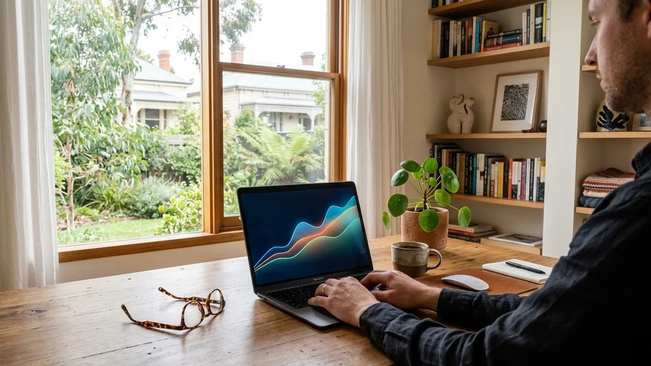 A Geelong homeowner reviewing refinancing options at a kitchen table